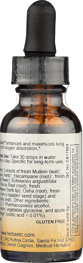 Herbs Etc - Lung Tonic - Promotes Healthy Lung Function - 1fl oz