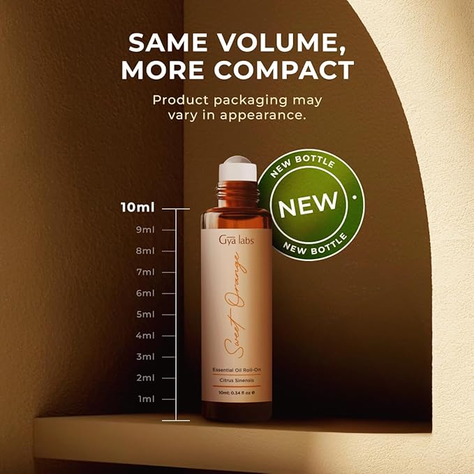 Gya Labs Sweet Orange Essential Oil Roll On - 0.34 Fl Oz - Travel Size Roller for Camping, Skin, Aromatherapy Relief, Convenience