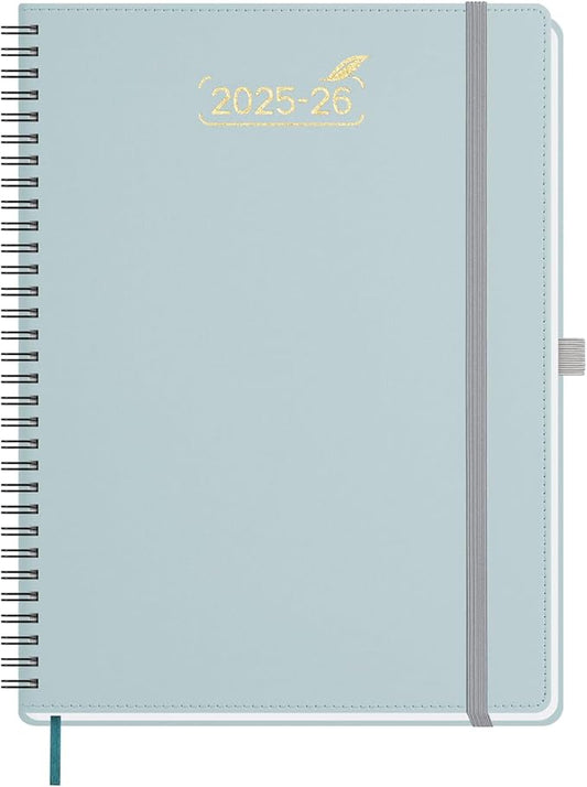 BEZEND 2026 Planner Weekly and Monthly (8.5" x 11"), Large 2-Column Calendar Book (Jul 25-Dec 26), Dual Schedule for Daily Appointment, Easy Track Tabs, Spiral, PU Leather Softcover, Dutch Blue