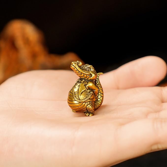 Crocodile Tycoon Brass Statue - 100% Solid Handcast Swagger Pose Figurine, Motivational Gift for Ambitious Professionals, Unique Animal Sculpture for Success & Wealth