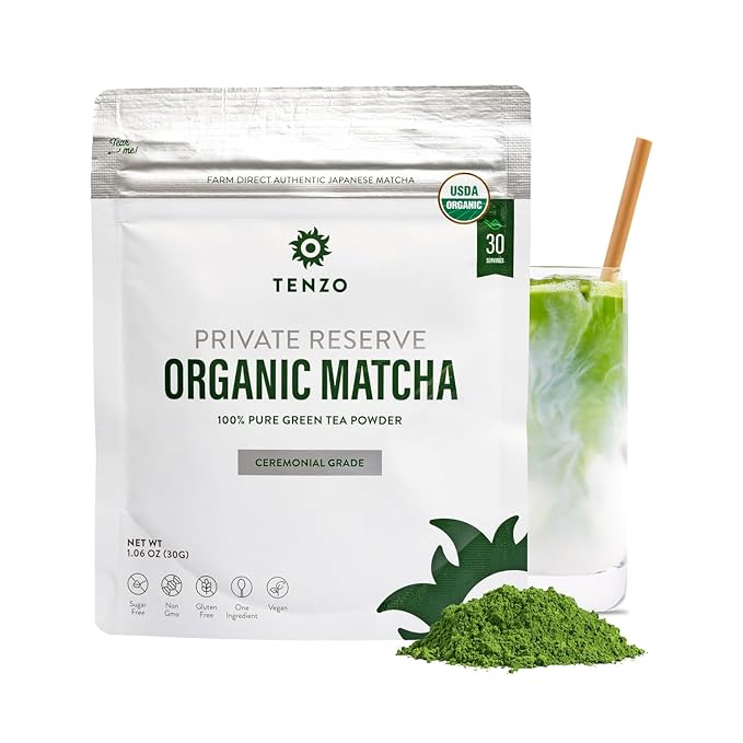 Tenzo Matcha Green Tea Powder - First Harvest USDA Organic Ceremonial Grade - Authentic Japanese Matcha Tea - Perfect for Matcha Lattes - Private Reserve (1.06 Ounce)
