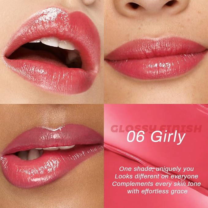 Kaely Girly Honey Glossy Lipstick for Women, Moisturizing Shine Lipstick for Dry Lips, Hydrating Nourishing Tinted Lip Balm, Sheer Lightweight Lip Gloss Stain Makeup, Vegan & Cruelty-Free, 06