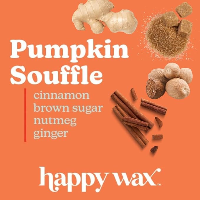 Happy Wax Pumpkin Souffle Scented Bear Wax Melts - Natural Strong Fall Scented Infused with Essential Oils - Non Toxic - for use with Warmers (8 oz Pouch)