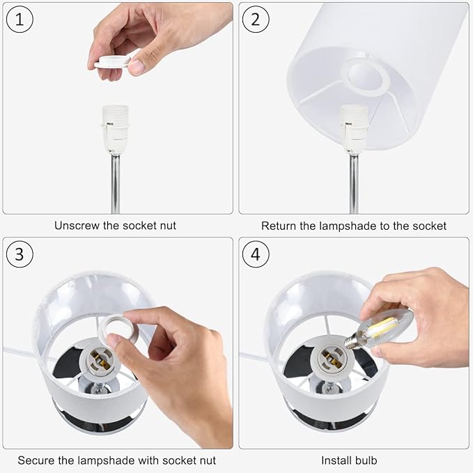 Lampwell Alee Small Table Lamp for Living Room,Set of 2,Modern Kids Night Table Lamp,Φ4.33×H12.21IN,Bulb Excluded,White