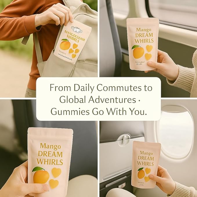 Confect Mango Dream Whirls Fruit Gummies – Vegan Candy – 6 Packs x 1.76 oz – Gluten-Free, No Corn Syrup, Heart Shape