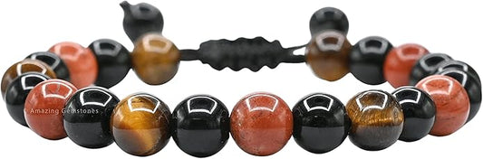 Natural Healing Crystal Bracelet for Women - Mens Bracelet Energy Balancing Gemstones Set - Adjustable Stone Bead Bracelet for Men and Women - Chakra Crystal Therapy Accessory, Meditation