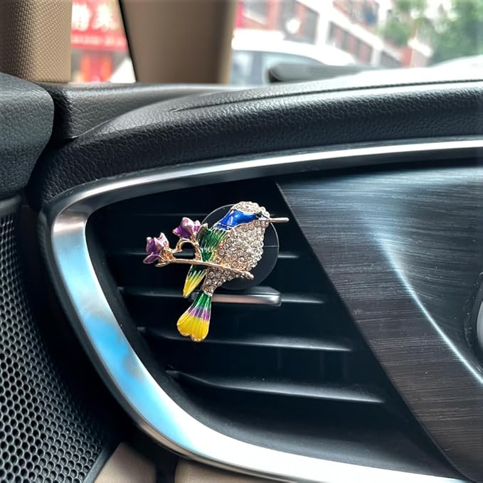 Hummingbird Air Vent Clips Car Fresheners,2pcs Bling Cute Bird Diffuser for Car Decor,Blue Accessories for Women