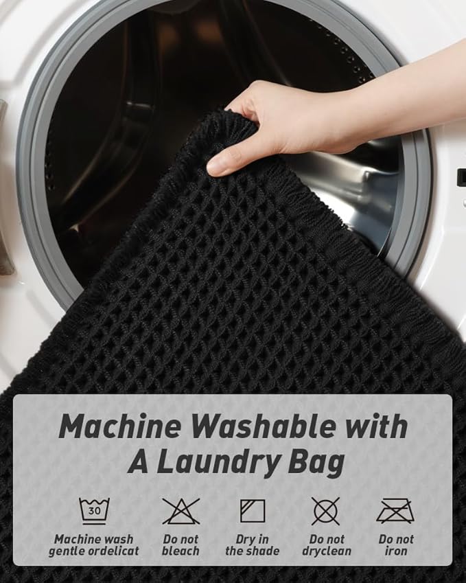 AMOAMI Upgraded Waffle Runner Rug Super Absorbent Non Slip Bath Mats for Bathroom Machine Washable Boho Bathroom Runner Rug with Tassels, Ideal for Hallway Bedroom Laundry Room, 2'x 6'