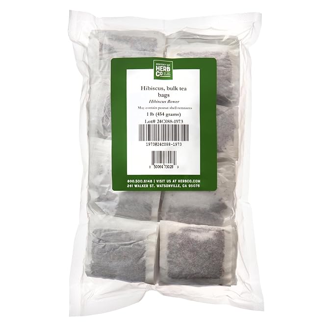 Monterey Bay Herb Co. Hibiscus Tea | 200 Tea Bags | Caffeine Free | Berry-Like Flavor | Rich in Vitamin C
