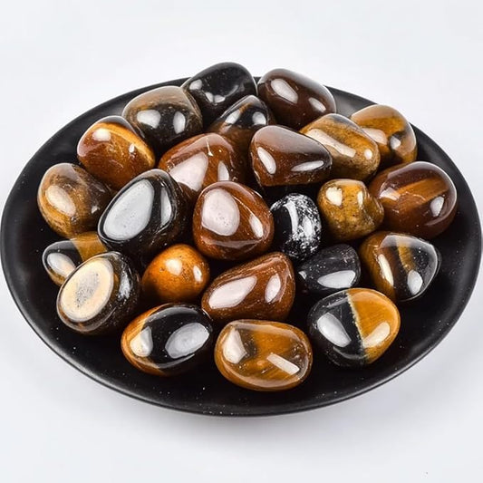 Tigers Eye Healing Crystal Stone Set - 24 Pieces, 0.6" Natural & Polished Stones for Healing, Meditation, Reiki, Chakra, Crafting & Decoration