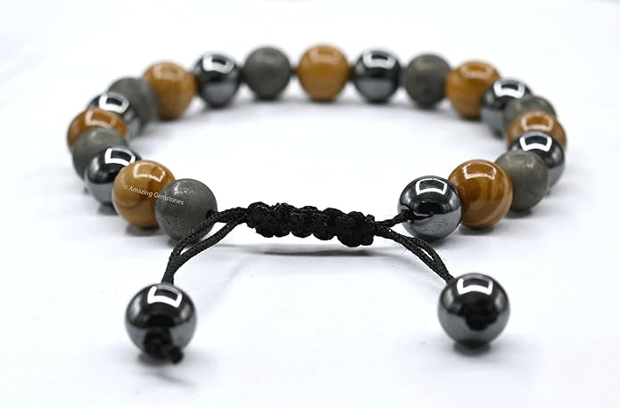 Natural Healing Crystal Bracelet for Women - Mens Bracelet Energy Balancing Gemstones Set - Adjustable Stone Bead Bracelet for Men and Women - Chakra Crystal Therapy Accessory, Meditation