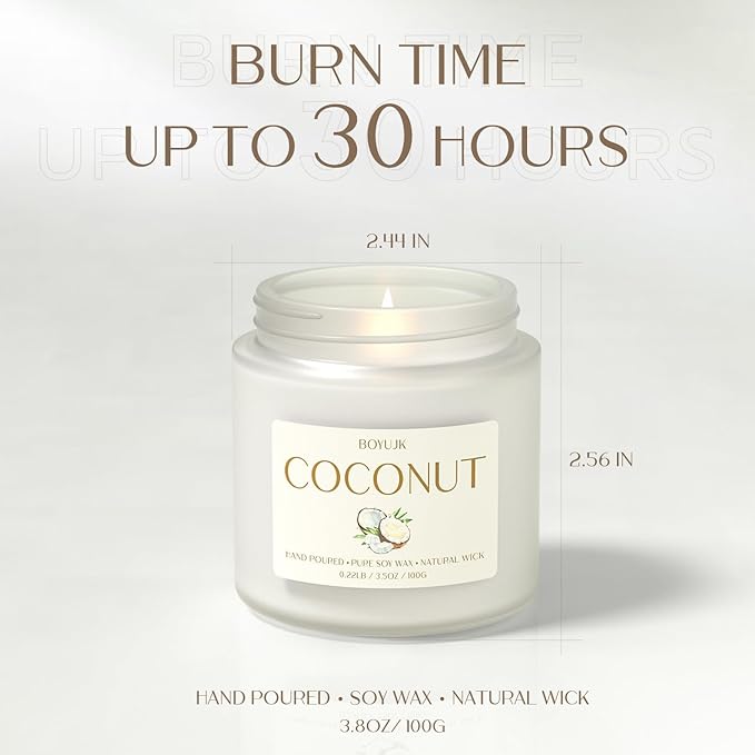 Scented Candles, BOYUJK Coconut Candles for Home Scented, Coconut Candle Set for Stress Relief and Promote Sleep, Candle Gifts for Women and Men