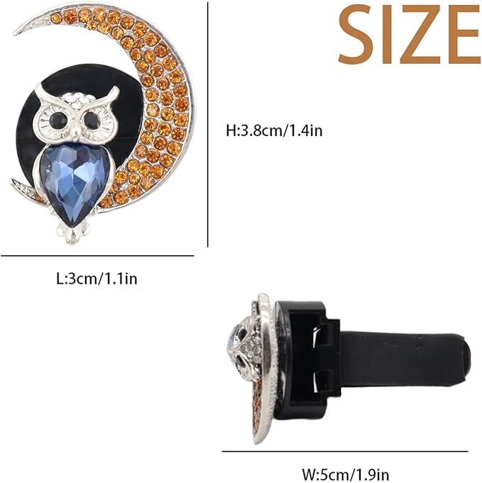 2pcs Owl Moon Air Vent Clip Car Air Freshener Bird Bling Blue Car Accessories for Women Teens Gothic Car Decor Dazzling Car Diffuser Outlet Clips