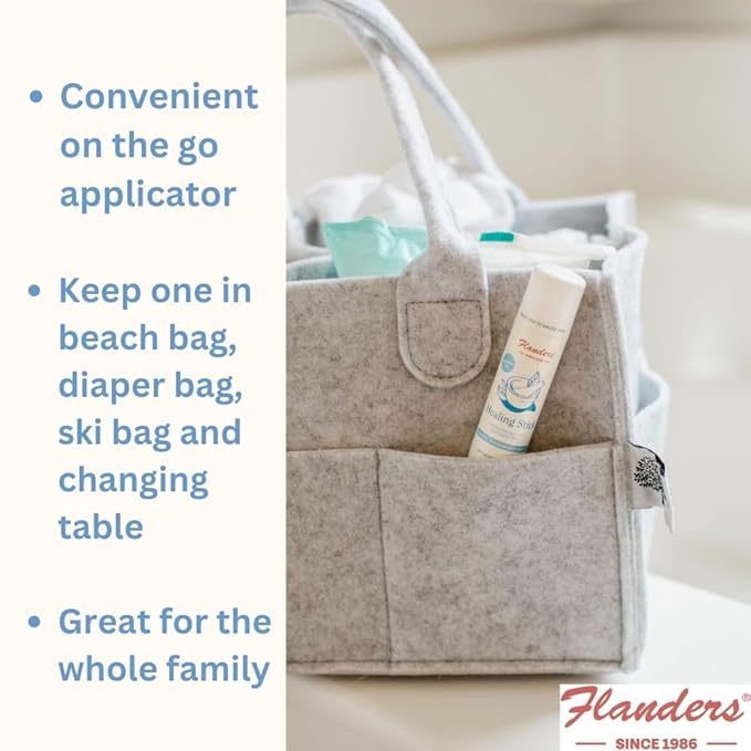 Flanders Healing Balm Stick - Safe for All Ages, Irritated Skin & Lips, Nipple Balm, Drool Rash, Raw Cuticles, Windburned Cheeks, Nostrils, Unscented (3 Pack of .5oz Sticks)