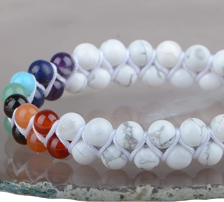 MASSIVE BEADS Double Layer Natural Chakra Healing Power Crystals Macrame Bracelet Yoga Stone Beads Gemstone Meditation Relax Anxiety Bangle for Unisex Women Men