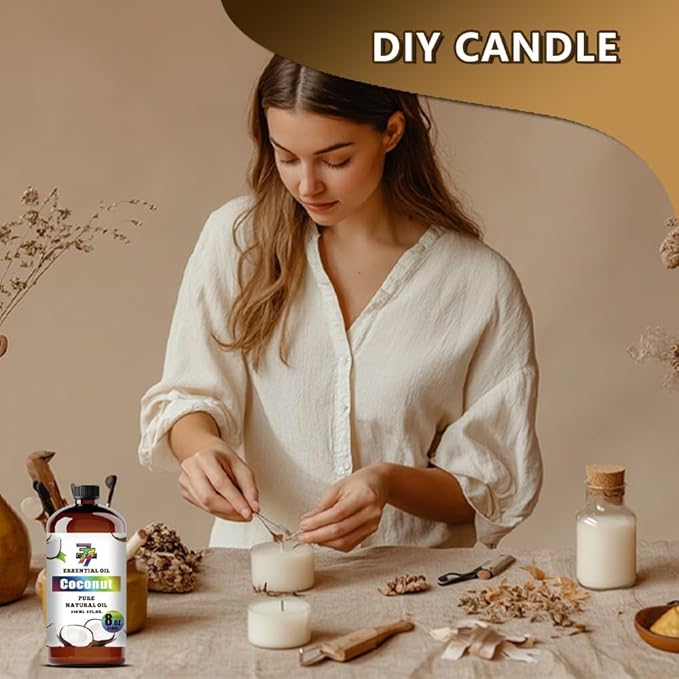 Coconut Essential Oil (8 oz / 240 ml) – Coconut Oils for diffusers, humidifiers, Home Baths, Cleaning Products, Yoga, DIY Soaps and DIY Scented Candles