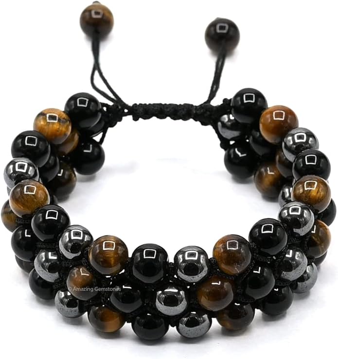 Natural Healing Crystal Bracelet for Women - Mens Bracelet Energy Balancing Gemstones Set - Adjustable Stone Bead Bracelet for Men and Women - Chakra Crystal Therapy Accessory, Meditation