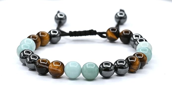Natural Healing Crystal Bracelet for Women - Mens Bracelet Energy Balancing Gemstones Set - Adjustable Stone Bead Bracelet for Men and Women - Chakra Crystal Therapy Accessory, Meditation