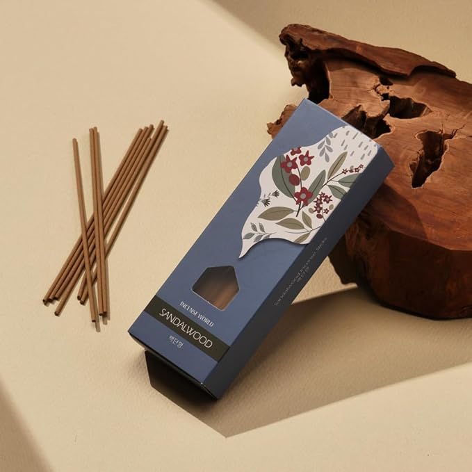 Incense Sticks (Sandalwood), 120 Sticks, Korean Incense Stick, Over 90% Natural Scents, Premium Quality, Beige (Sandalwood)