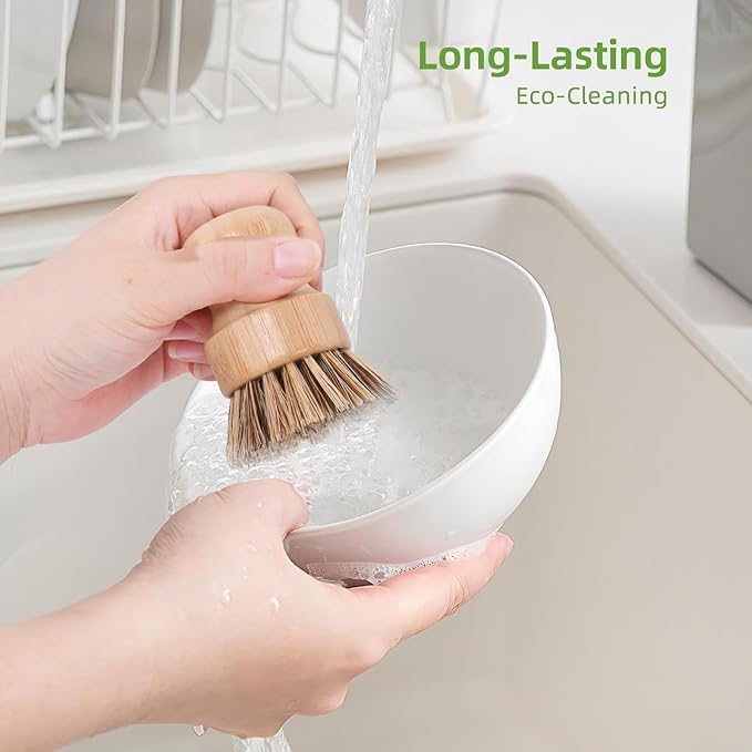 6 Pack Kitchen Scrub Brush for Dishes - Hard Bristle, Natural Dish Scrubber Brush Environmental Protection and Durable, Kitchen Scrubbers for Dishes, Pots, Pans, Grills and Stoves
