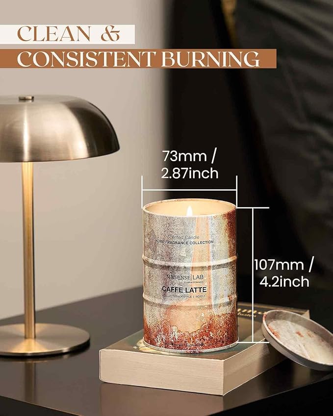 M&SENSE Caffe Latte Scented Candles Natural Non Toxic, Aromatherapy Candle for Stress Relief Meditation Relaxing, Housewarming Gifts for Women Men, 11.3oz 70 Hour Long Burning