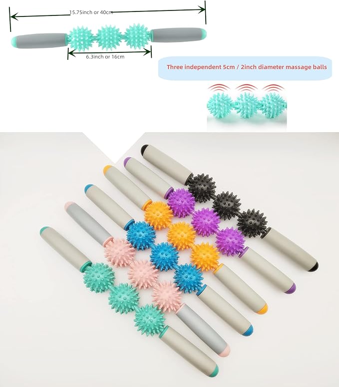 Fascia Muscle Roller Stick Hedgehog Massage Roller Yoga Stick Hand-held Body Massage Tool for Cellulite and Muscle Soreness,Physical Therapy &Recovery,Reduce Leg Cramps (Orange)