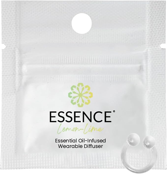 Essence Wearable Aromatherapy Nasal Diffuser – Lemon-Lime Essential Oil Nose Ring Silicone Inhaler for Stress & Mood Support - Made in USA & Travel-Friendly