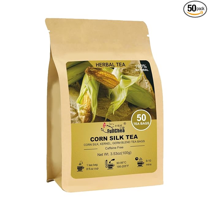 Fullchea - Corn Silk Tea Bags, 50 Counts - Subtly Sweet Flavor & Corn Aroma - Non-GMO - Caffeine-Free - Support Kidney & Aid Digestion