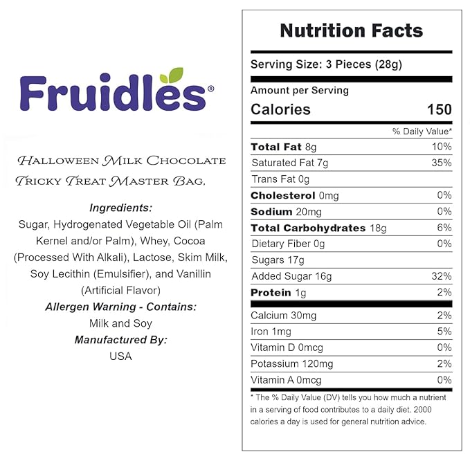 Fruidles Halloween Tricky Treat Master Bag, Trick-Or-Treat Party Bag Fillers, Individually Wrapped in Design Foils, Kosher Certified (2 Pounds) - Multicolor