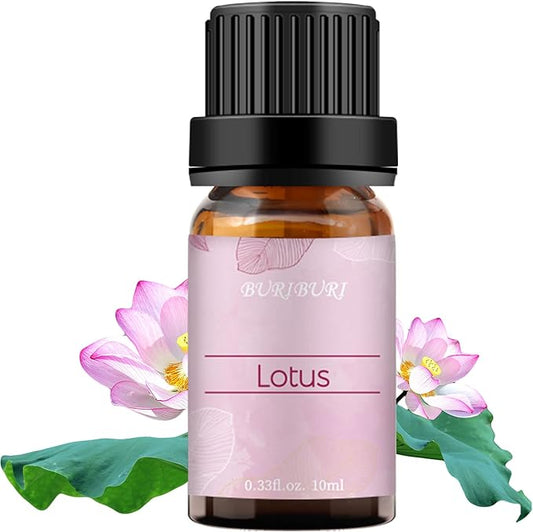 BURIBURI Lotus Essential Oil 100% Pure, Undiluted, Natural, Organic Aromatherapy Lotus Oils 10ML for Diffuser Soap Candle Making Home