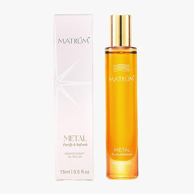 MATRUM Breathe Essential Oil Roll On, 100% Pure Fresh Mint Citrus Aromatherapy Blend Oil for Clear Breathing & Uplifting, Headache Relief, Calm & Focus, Metal Roller, 0.5 Fl Oz