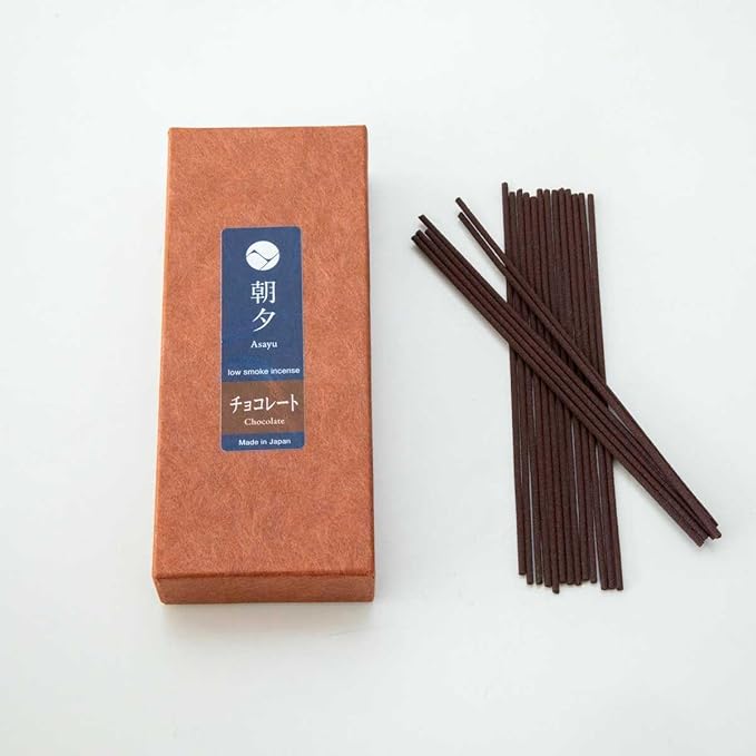 Asayu Japan Incense Sticks with Low Smoke for Morning or Evening Meditation, Relax or Yoga, Made in Japan 40gr - Chocolate-Scent