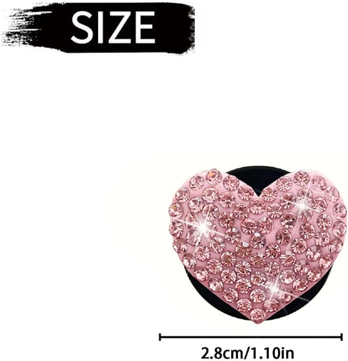 6 Pcs Heart-Shaped Crystal Diamond Air Vent Clip, Heart-Shaped Bling Charms Crystal Car Freshening Diffuser, Car Bling Interior Decorative Accessories for Women (pink)