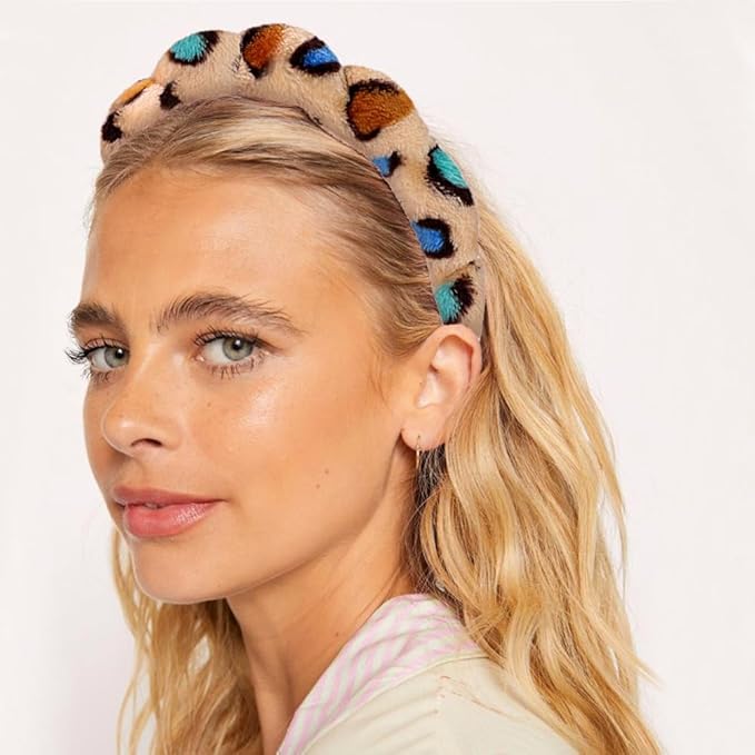 Spa Headbands for Washing Face Wristband Set Sponge Makeup Skincare Headband Wrist Towels Bubble Soft Terry Towel Cloth Hairband for Women Puffy Headwear Non Slip Thick Thin Hair Headwear