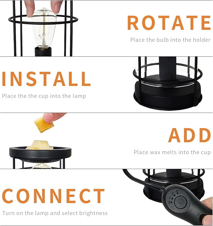 LIFFY Electric Fragrance Warmer - Wax Warmer for Scented Wax - Adjustable Brightness, Regular Shutdown and 2 Edison Bulbs Replacement, Cute Melter for Home Decor Office, Birthday Gifts for Women