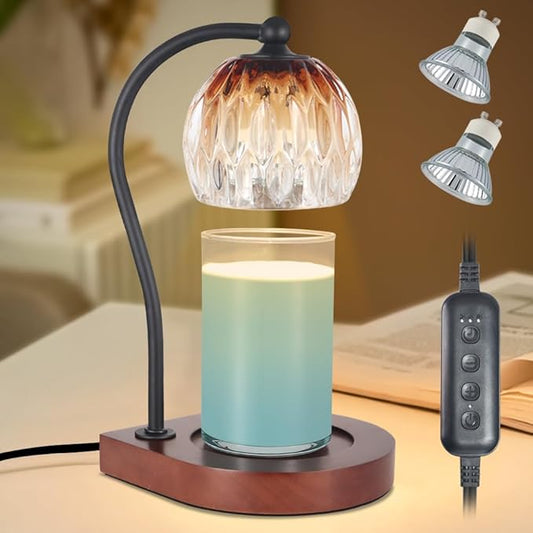 Candle Warmer Lamp, Electric Candle Warmer Birthday Gifts for Women Mom, Candle Lamp Warmer with Timer for Home Decor Housewarming Christmas (Black-Brown)
