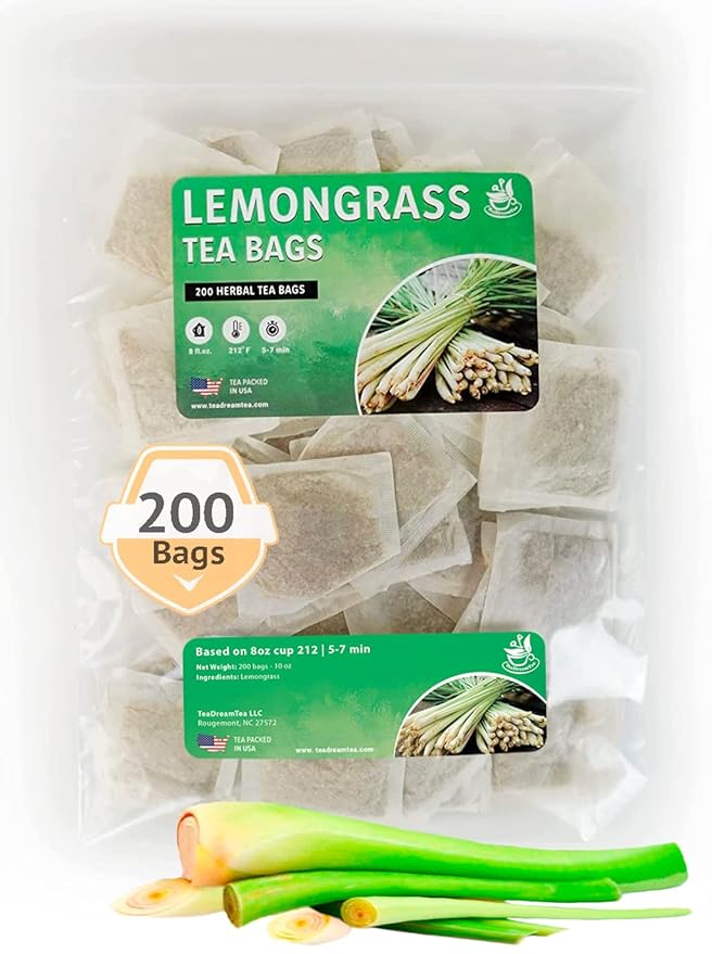 TeaDreamTea Lemongrass Tea Bags - Supports Healthy Digestion - Premium Quality Herbal Tea - Caffeine Free Tea - Enjoy It Hot Or Cold Bulk Tea Bags