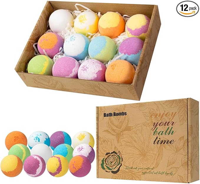 12 Pcs Bath Bombs for Women,Refreshing Relaxing Scents Lush Foam Womens Bath Balls for Moisturizing,Relaxing Mood,Smoothing and Soften Skin,Handmade Shower Bombs Gifts for Her Him,2 Oz/pcs