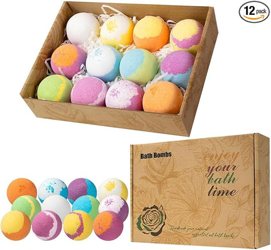 12 Pcs Bath Bombs for Women,Refreshing Relaxing Scents Lush Foam Womens Bath Balls for Moisturizing,Relaxing Mood,Smoothing and Soften Skin,Handmade Shower Bombs Gifts for Her Him,2 Oz/pcs