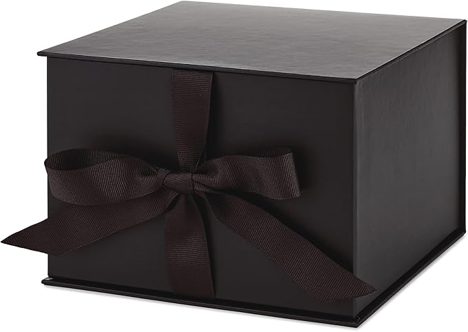 Hallmark Medium Gift Box with Lid and Shredded Paper Fill (Black 7 inch Box) for Weddings, Graduations, Birthdays, Father's Day, Groomsmen Gifts, All Occasion (Pack of 12)