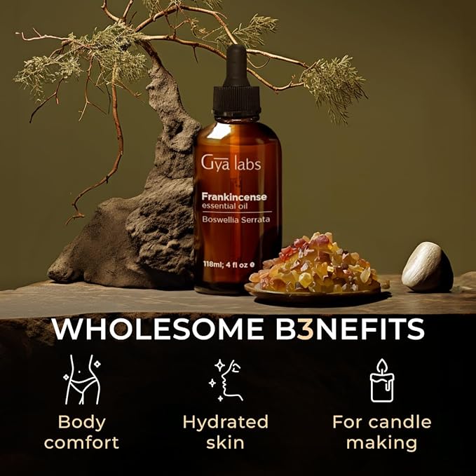 Gya Labs Frankincense Essential Oil - 4 Fl Oz - for Hair, Skin, Diffuser, Aromatherapy & DIY Candle Making Scent