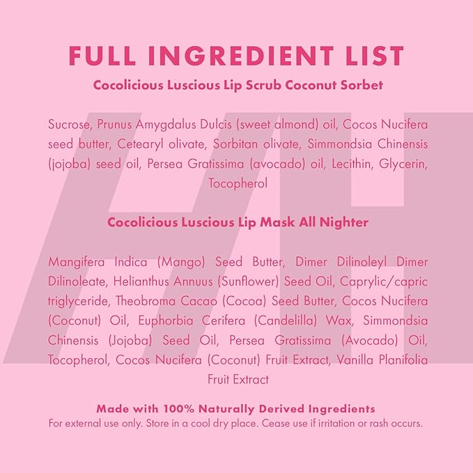 Handmade Heroes 100% Natural Coconut Lip Exfoliator & Lip Mask Gift Set - Gentle Exfoliant Sugar Lip Polish & Moisturizer for Chapped & Dry Lips