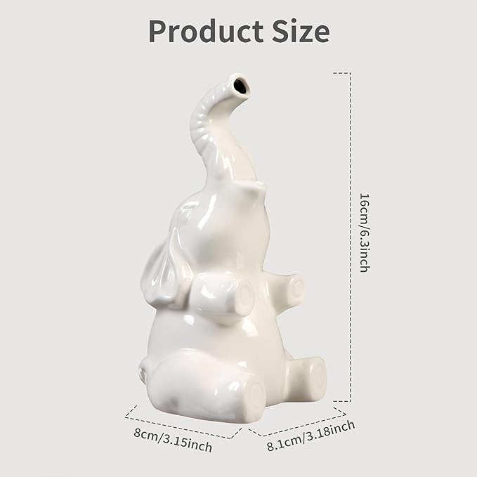 Potiera Small Cute Elephant Incense Holder, Handmade Ceramic Palo Santo and Cone Incense Burner for Meditation Home Decor, Mother's Day Elephant Gifts for Women, Christmas Birthday Gift for Mom Dad