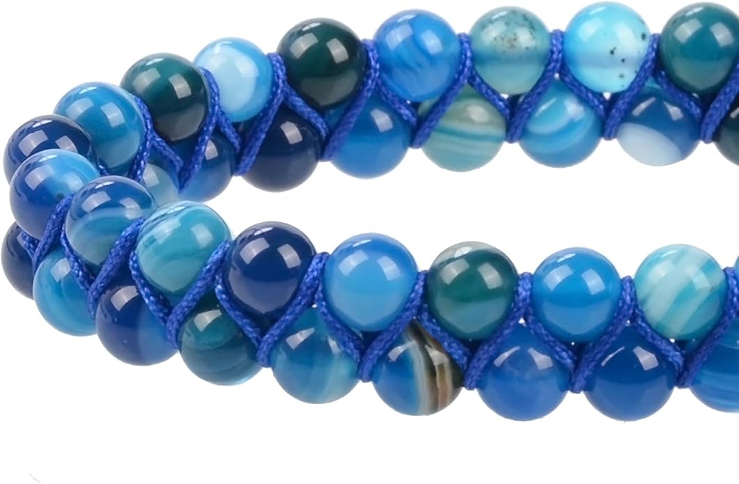 MASSIVE BEADS Double Layer Natural Chakra Healing Power Crystals Macrame Bracelet Yoga Stone Beads Gemstone Meditation Relax Anxiety Bangle for Unisex Women Men