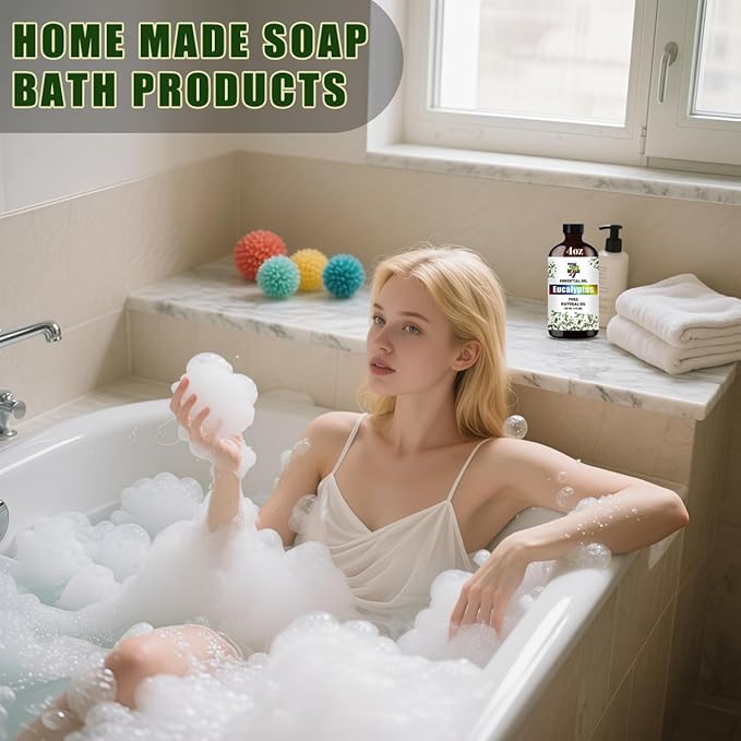 Eucalyptus Essential Oil (4 oz/120 ml) — Eucalyptus Oils for Aromatherapy, diffusers, humidifiers, Home fragrances, DIY Skincare, soap Making, DIY Candle, Relaxation, Yoga, and Meditation