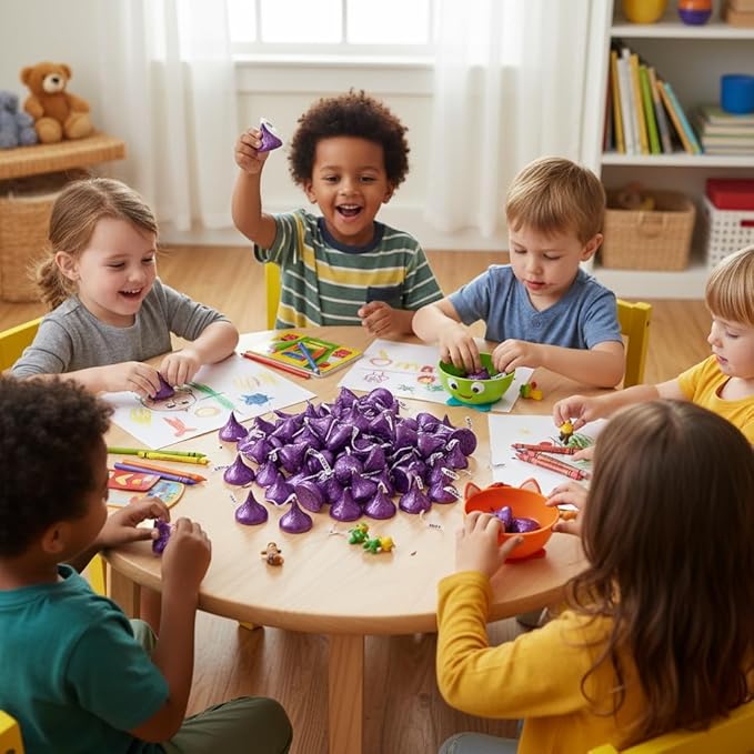 TreatBasket Purple Kisess Special Dark Chocolate 2 lb of Mildly Sweet Gift Set - Perfect for Halloween Treats & Gifting 2 Pound