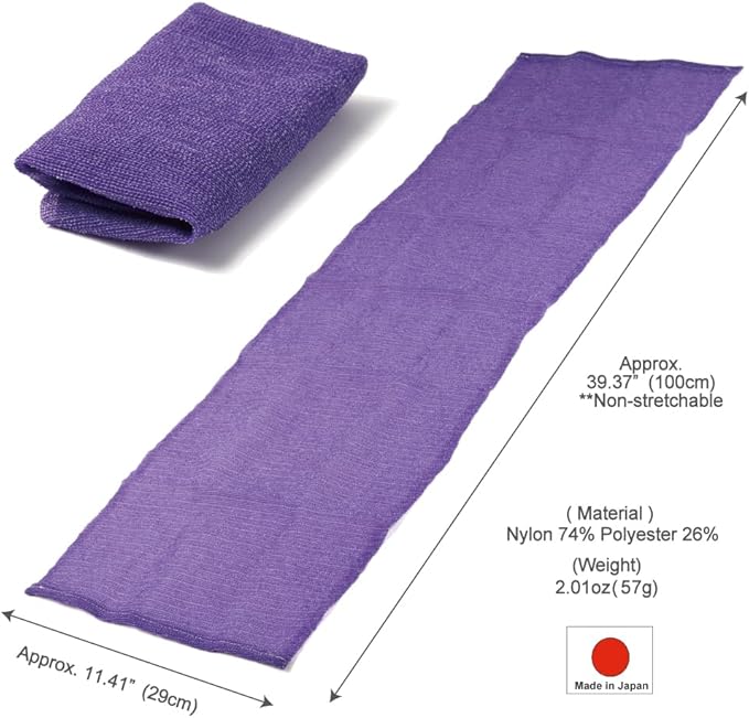 Extra Rough, Exfoliating Washcloth [Made in Japan] Exfoliating Towel Special Texture Makes Fluffy Foam Lather, Back Scrubber, Dead Skin Cell Remover [Loofah for Women and Men] (Purple)