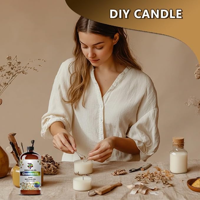 Chamomile Essential Oil (16 oz / 480 ml) – Chamomile Oils for diffusers, humidifiers, Home Baths, Cleaning Products, Yoga, DIY Soaps and DIY Scented Candles
