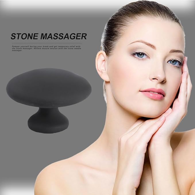 Healifty 2Pcs Mushroom Massage Hot Stones Warmer Basalt Bian Stone Guasha Tools Volcanic Rocks for Spa Relaxing Healing 2.16 X 2.16 X 1.49 Inch