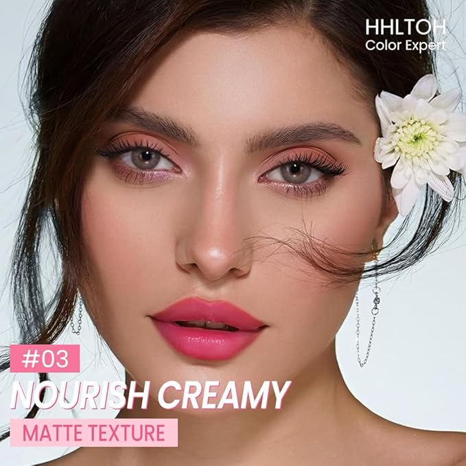 Honey Lipstick Tinted Lip Balm - Matte Tint Cream Lipsticks for All Skin Tones, Hydrating Lip Stain, Can be Buildable Blendable Nourishing Moisturizing Suitable for Women to Every Day Makeup 03